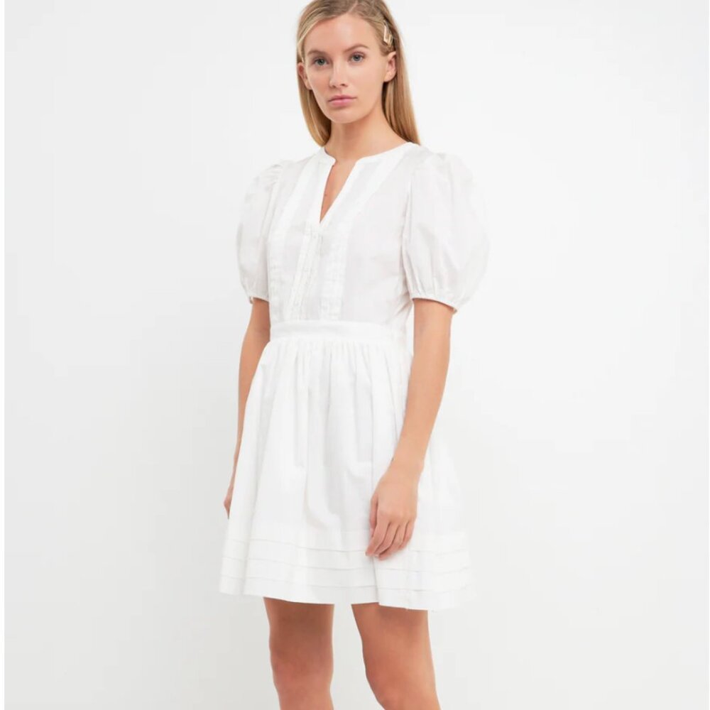 NWT English Factory White Poplin Bib Fit & Flare Dress